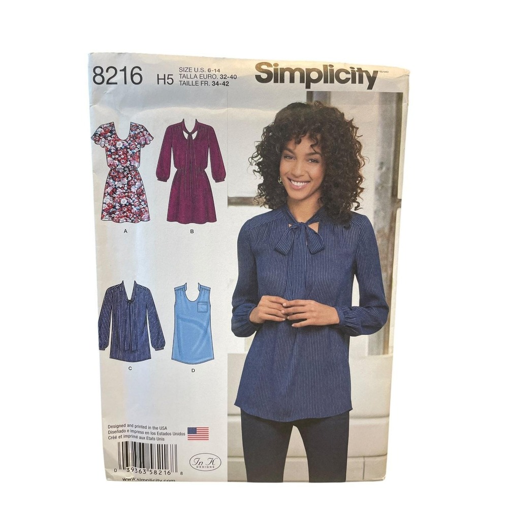 Simplicity 8216‎ Misses Mini Dress Tunic Size 6-14 Sewing Pattern